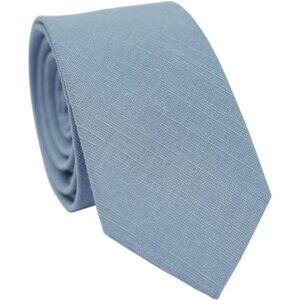 Mens skinny tie solid linen cotton blend 2.5 inch slim necktie wedding formal